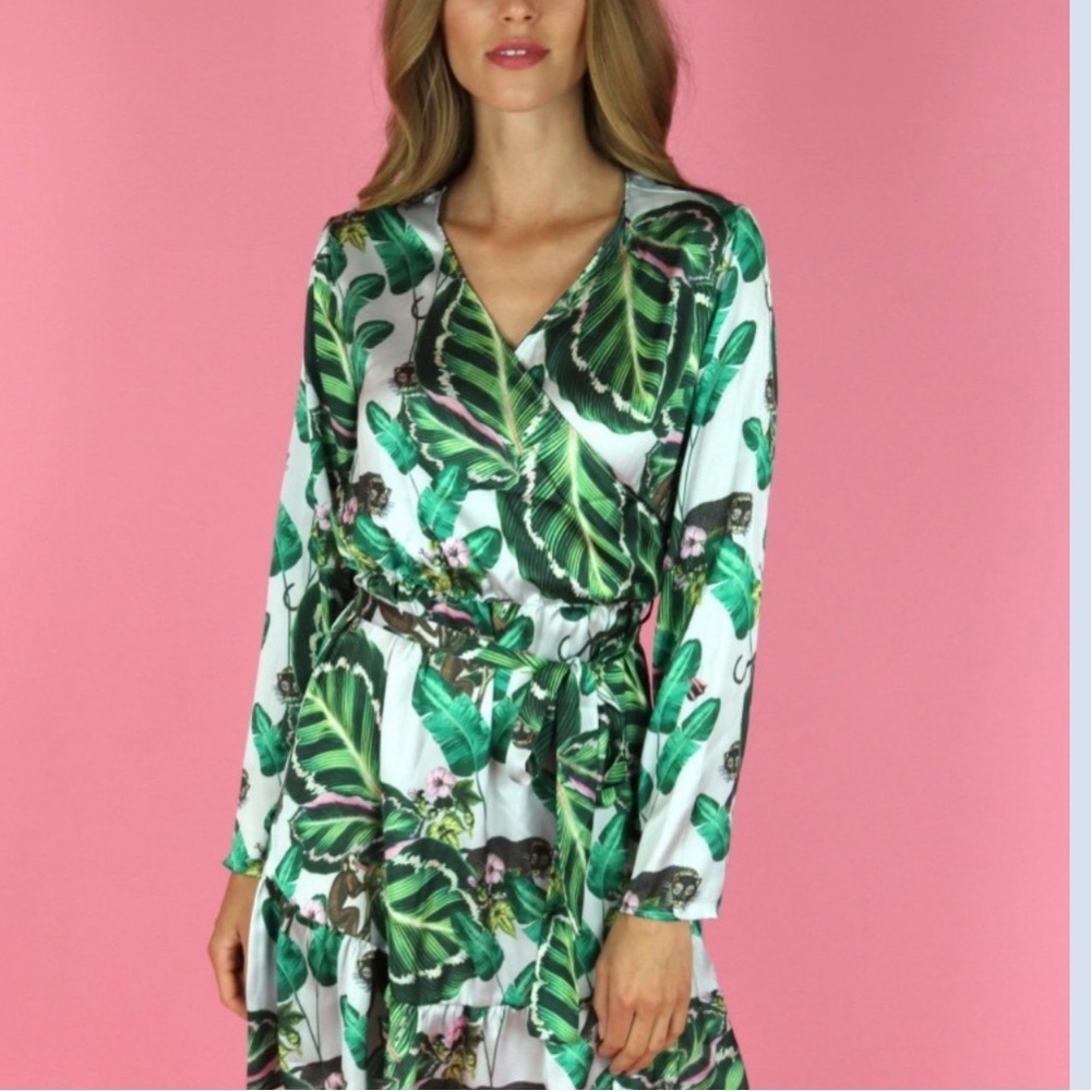 Brand New Wrap dress from Loborosa Tropical print dress small Amazon Print